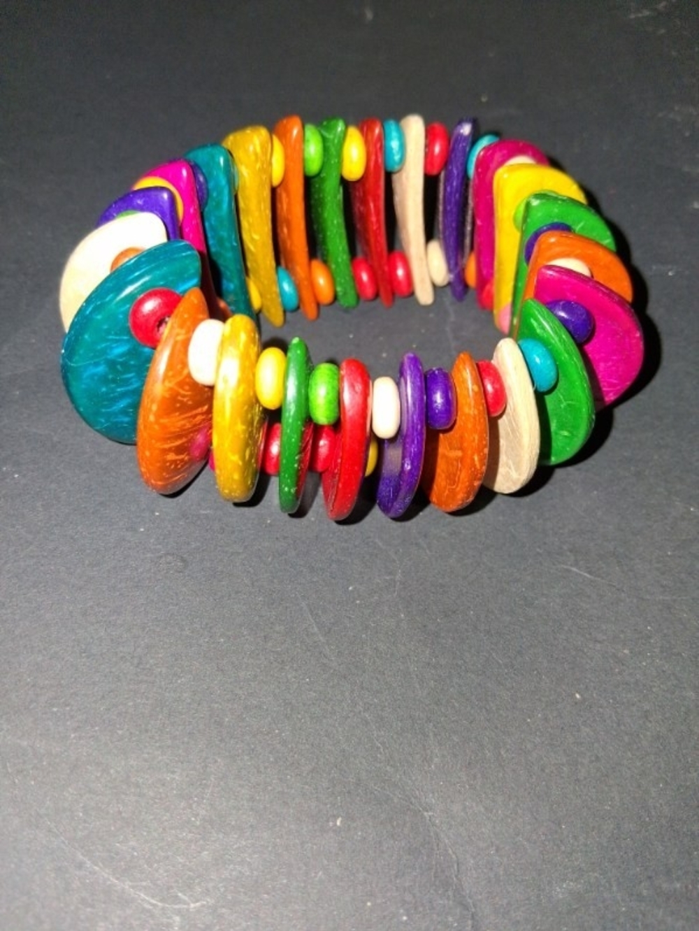 Source Unknown Vibrant Multi-Color Disc Stretch Bracelet